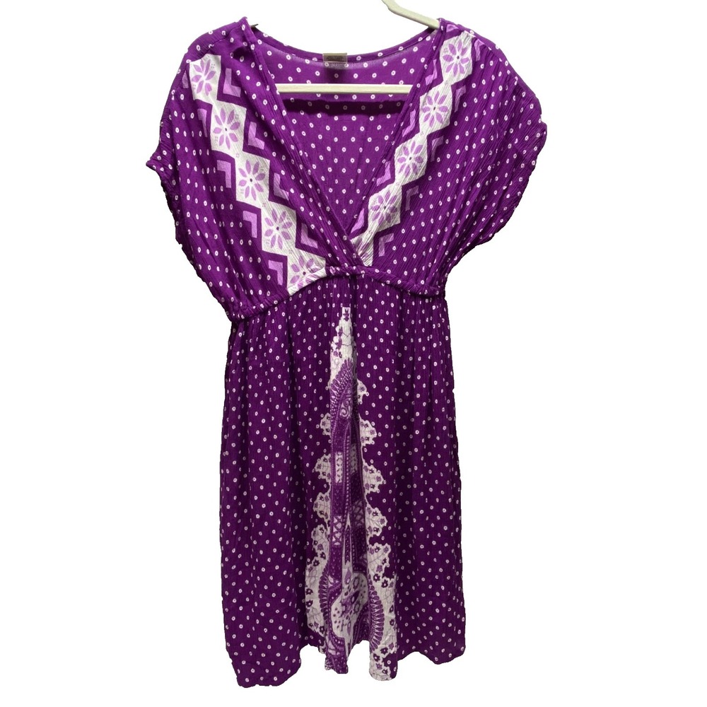 Advance Apparels Midi Dress Women's Free size Purple Geo‎ Beach Boho Fit & Flare